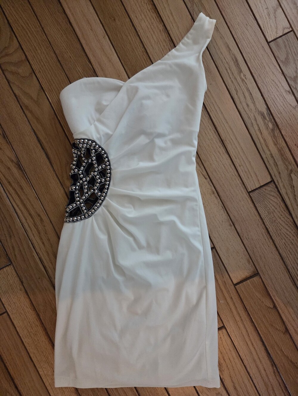 White One Shouldered Body Con 'Grecian' Look Dress